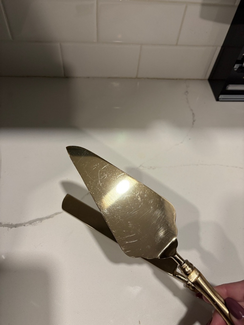 Gold Tone Cake Knife and Server Set - Picture 4 of 5
